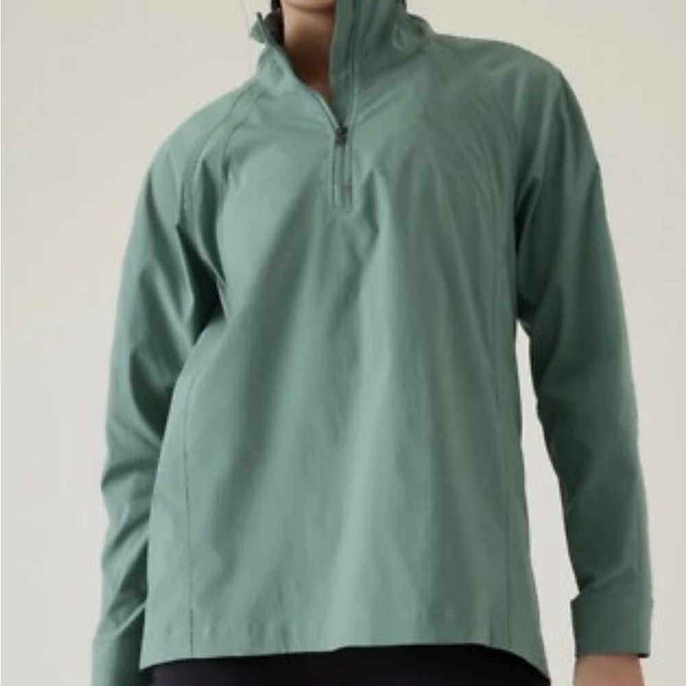 Athleta Advantage Poplin Jacket Top Womens Large Zip Pockets Ventilation Teal